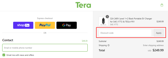 How to use Tera promo code