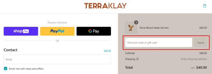 How to use TerraKlay promo code