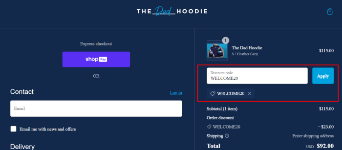 How to use The Dad Hoodie promo code