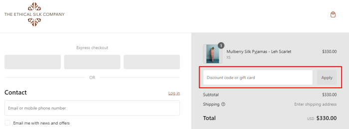 How to use The Ethical Silk Company promo code