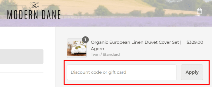 How to use The Modern Dane promo code