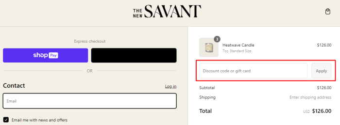 How to use The New Savant promo code