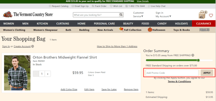 How to use The Vermont Country Store promo code