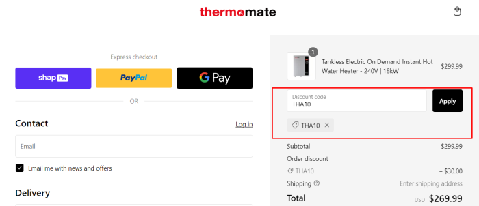 How to use Thermomate promo code