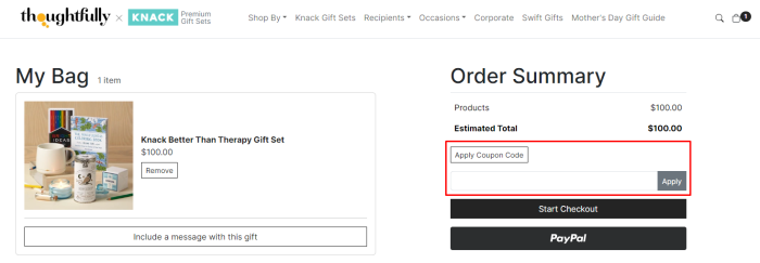 How to use Thoughtfully promo code