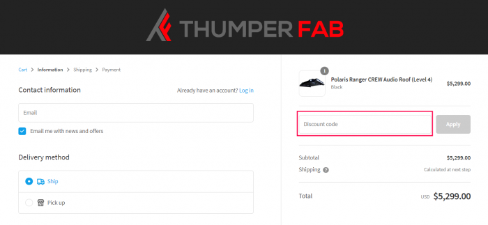 How to use Thumper Fab promo code
