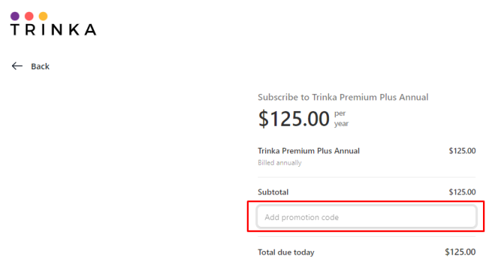 How to use Trinka promo code