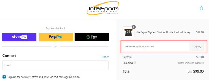 How to use TSE Shop promo code