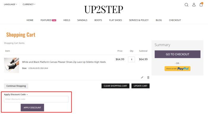 How to use Up2step promo code