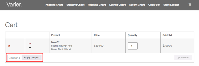 How to use Varier Chairs promo code
