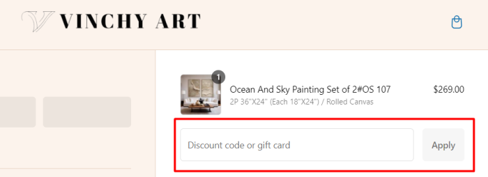 How to use Vinchy Art promo code