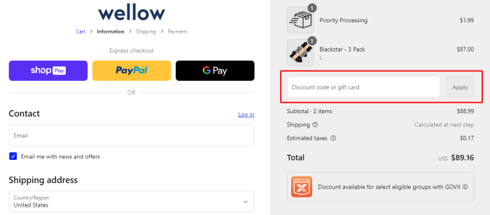 How to use Wellow promo code