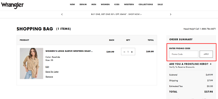 How to use Wrangler promo code
