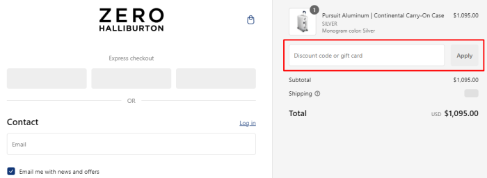 How to use Zero Halliburton promo code